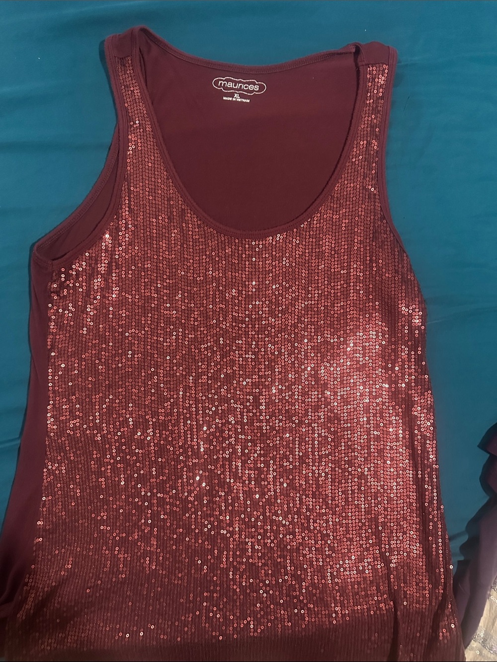 Maurices Sequin Scoop Neck Tank Top - Deep Wine